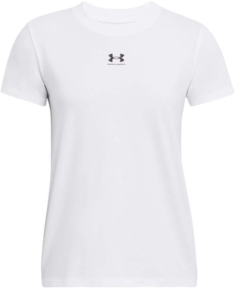 Under armour ua rival core ss-wht dames sportshirt - wit - zwart