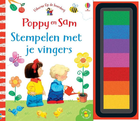 Poppy en sam. stempelen met je vingers. | 2 stuks
