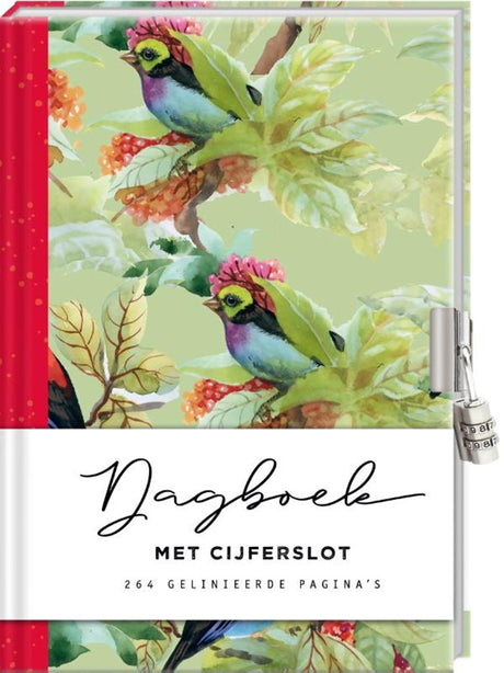 Dagboek met cijferslot birds. | 5 stuks