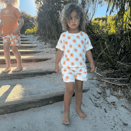 Floral love | meerkleurig meisjes set strand - terry