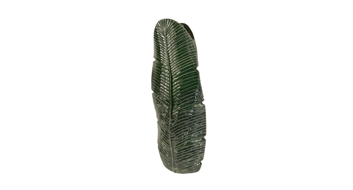 Vase leaf ceramic 23x13,5x60h darkgreen