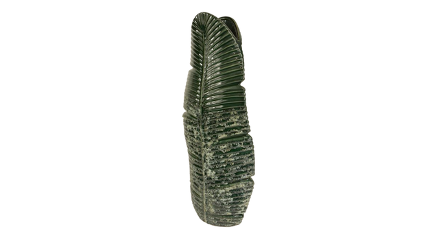 Vase leaf ceramic 19x11x46,5h darkgreen