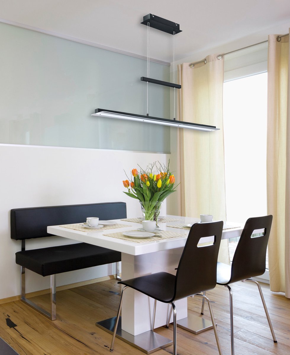 Rl live your light reality smash - hanglamp - zwart mat - incl. 1x smd 18 w - instelbare lichtkleur - in hoogte verstelbaar - 4-stappen touch - plafondbevestiging - niet geschikt voor externe dimmer