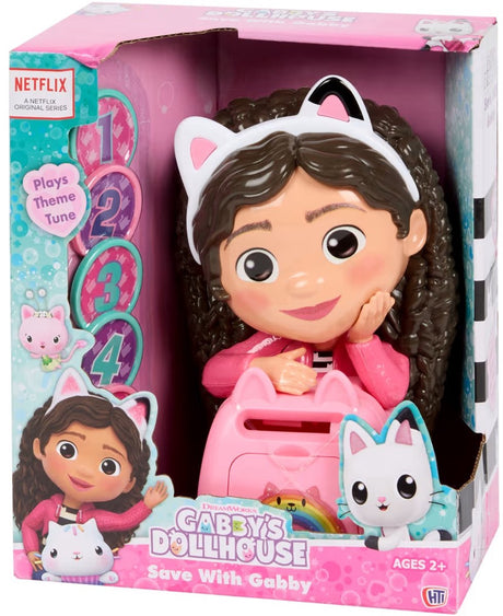 Gabby's poppenhuis gabby's dollhouse spaarpot met geluid – inclusief plastic muntjes – leren sparen voor kinderen