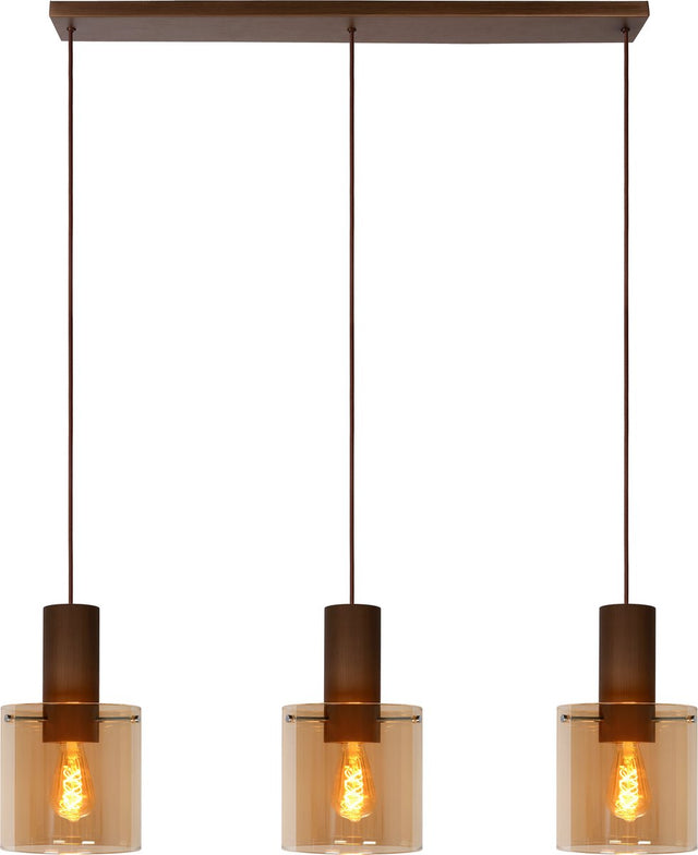 Lucide toledo - hanglamp - ø 20 cm - 3xe27 - amber