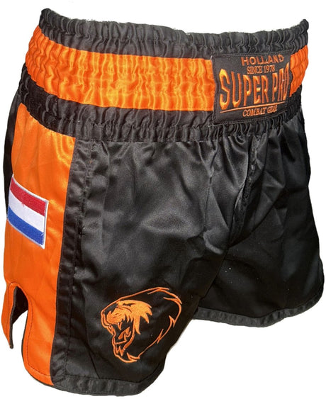 Super pro nations holland kickboks broekje zwart oranje (beschikbaar in verschillende maten) l
