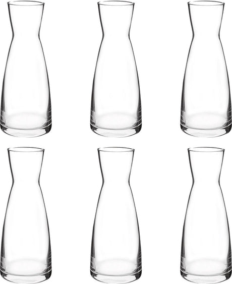 Rocco bormioli set van 6 bormioli rocco karaffen - 1l - glas - hoogwaardig glazen schenkflessen voor drankjes en sap