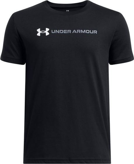 Under armour ua b logo wordmark ss unisex sportshirt - zwart - wit - grijs
