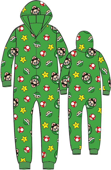 Super mario luigi fleece onesie kind kostuum – officiële nintendo licentie - maat 140