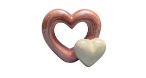 Heart deco ceramic 11,4h pink white