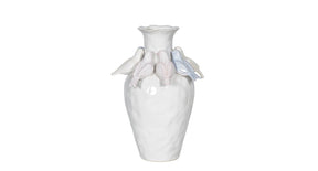 Vase ceramic 30h white birds