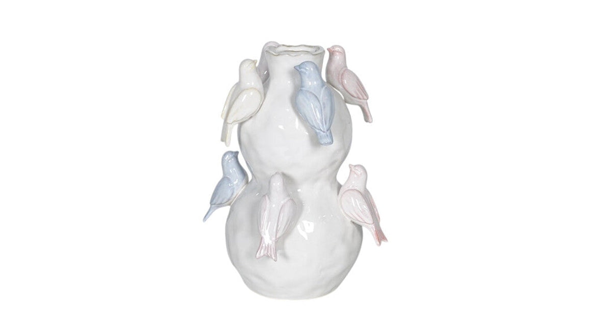 Vase ceramic 27h white birds
