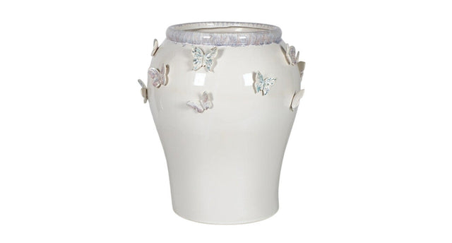 Vase ceramic d36x43h white butterfly