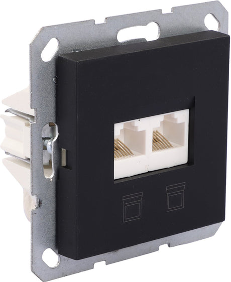 Q-link s-line contactdoos telefoon data - inbouw - cat5e - 2 x 8-polig - zwart