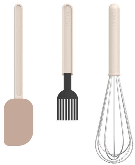 Mepal bakset 3-delig (spatel groot + kwast + garde groot) chef it - set voor bakkers - hittebestendig - vaatwasmachinebestendig - keukengerei - chalk