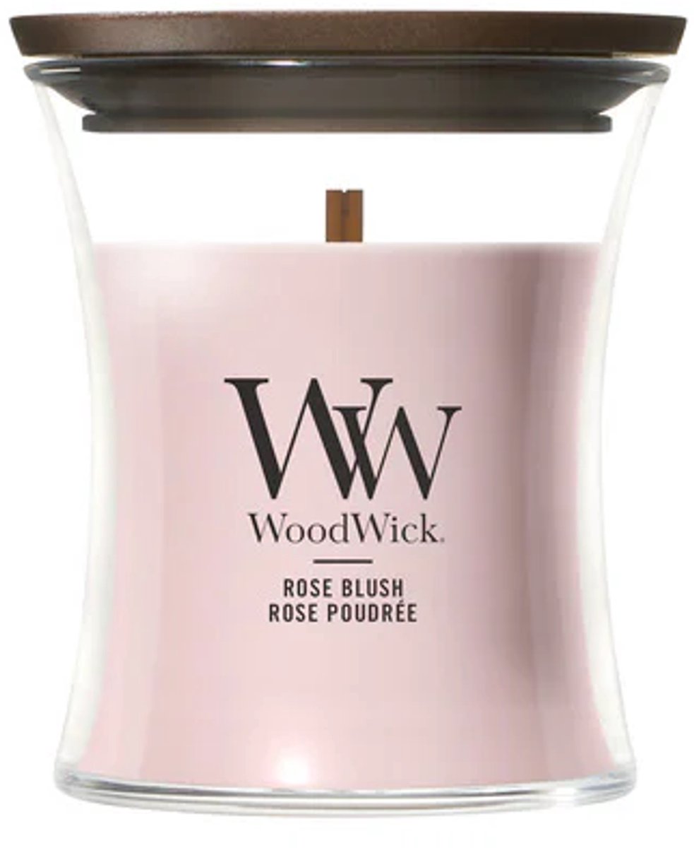 Woodwick hourglass - rose blush - mini geurkaars - tot 30 branduren