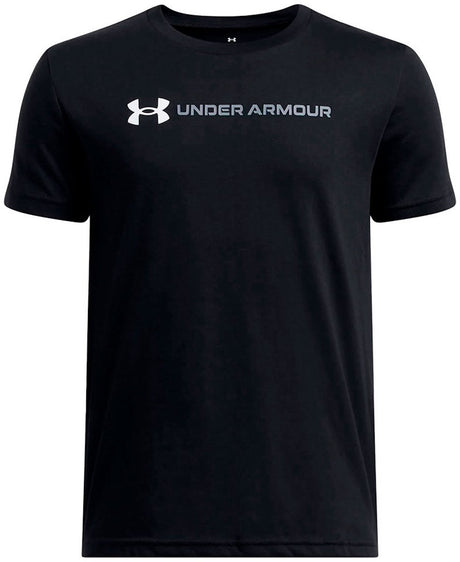 Under armour ua b logo wordmark ss unisex sportshirt - zwart - wit - grijs