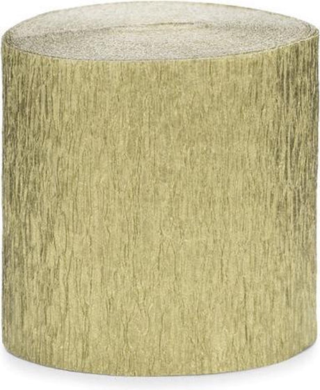 Merkloos sans marque crêpe papier slingers rol - streamers metallic goud 10 meter (4stuks) - partydeco