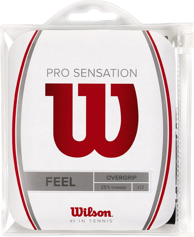 Wilson pro overgrip sensation feel - pack 12 stuks - zwart