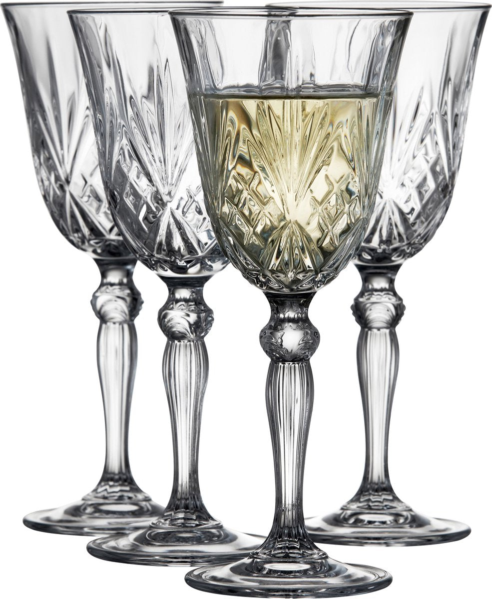 Lyngby glas melodia kristal wijnglazen witte wijn - 210 ml - set van 4 - wijnglazen set, vaatwasserbestendig