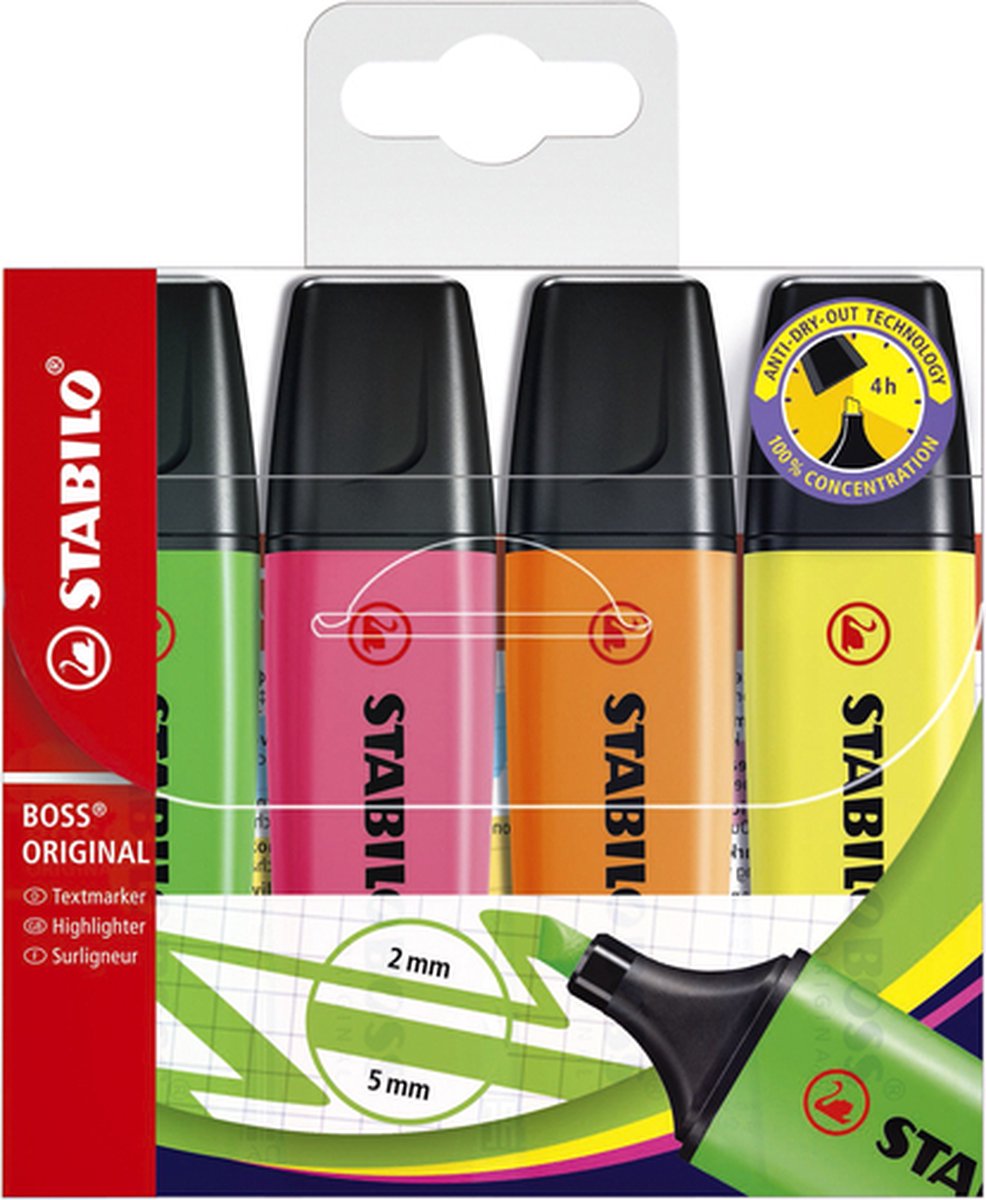 Stabilo markeerstift boss 70 4 assorti 4st | 5 stuks