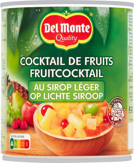 Del monte fruitcocktail op lichte siroop - 6 x 825 gram - fruitmix in blik - voordeelverpakking