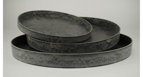 Set 3 tray rond grijs 32 27 22cm