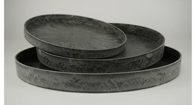 Set 3 tray rond grijs 32 27 22cm