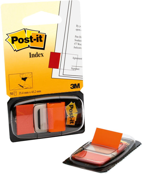 Post-it ã‚â® index standaard, oranje, 25.4 x 43.2 mm, 50 tabs dispenser
