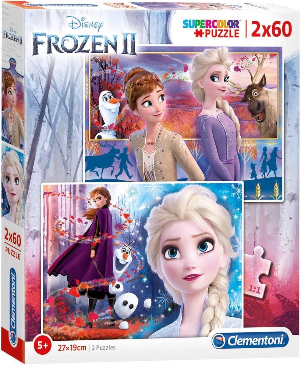 Disney clementoni - puzzel - 2x60 stukjes - frozen 2 - kinderpuzzel - vanaf 10 jaar