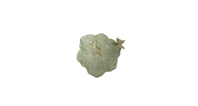 Tray butterfly porcelain d16,8 green