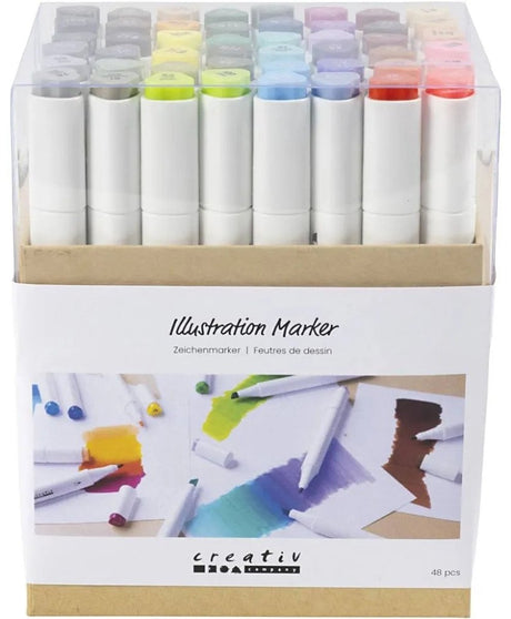 Creativ company tekenstift lijndikte 1+8mm standaardkleuren - 48st.