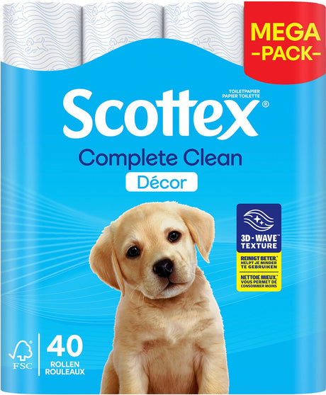 Scottex ® toiletpapier - complete clean decor wc papier - 40 rollen - megapack
