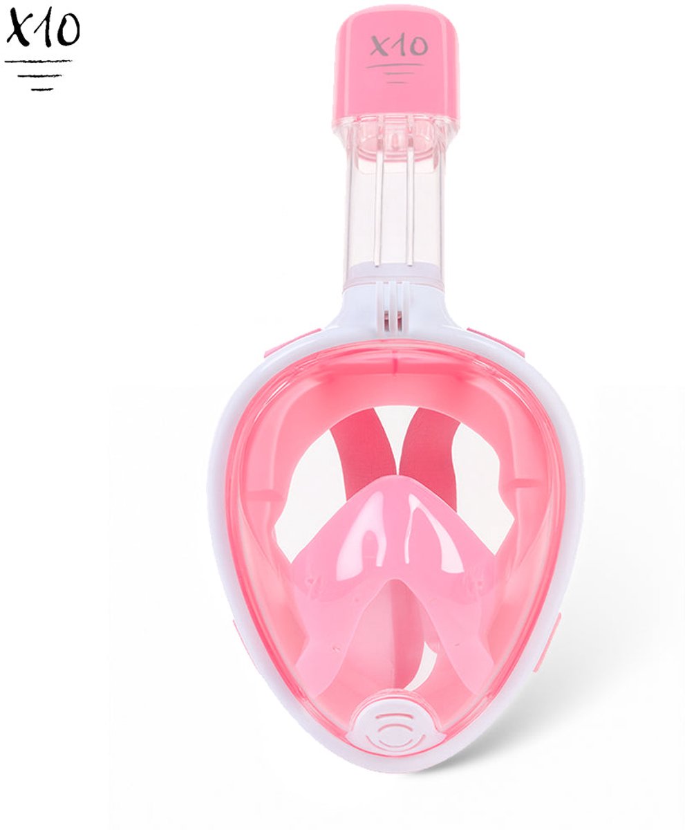 X10 snorkelmasker - duikbril - snorkel - snorkelset - full face masker - kinderen - roze - xs