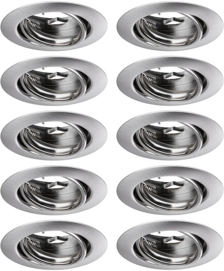 Paulmann inbouwlamp base basisset zwenkbaar rond 90 mm 20° gu10 max. 10w 230v dimbaar staal geborsteld