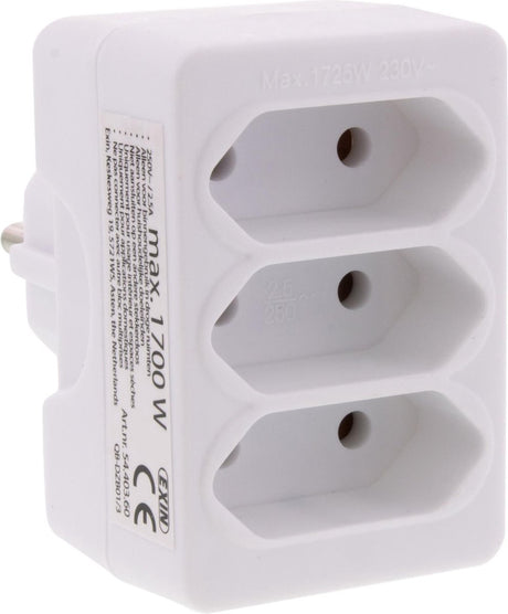 Q-link verdeelstekker - 3-voudig - domino - euro - wit