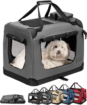 Dibea lionto transportbox, opvouwbaar, stevig met kussen, 60x42x44 cm grijs