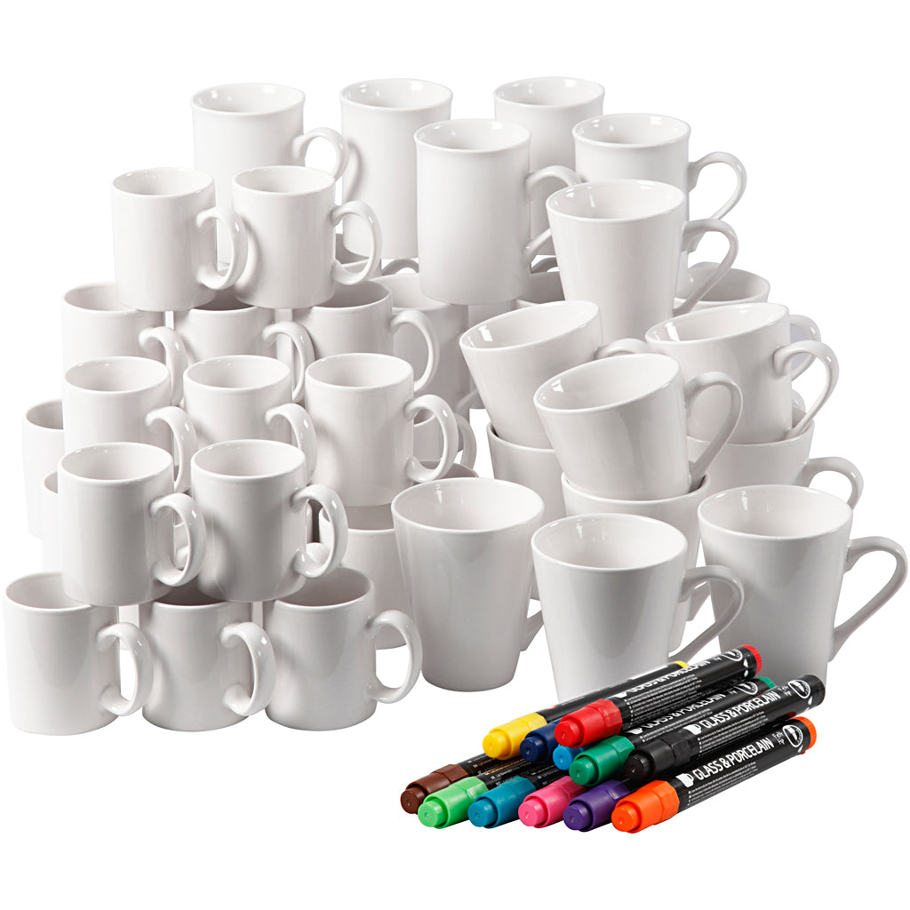 Creativ company http: www.cchobby.nl groepsset-mokken-beschilderen-h-7-10-cm-wit-1-set