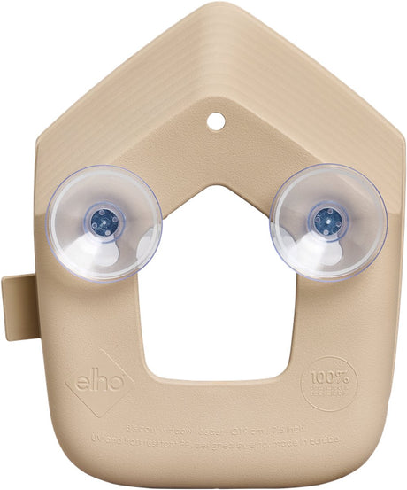 Elho cosy raamvoederhuis voor vogels - 100% gerecycled plastic - l9.8 x b18.6 x h23.1 cm - paddenstoel beige