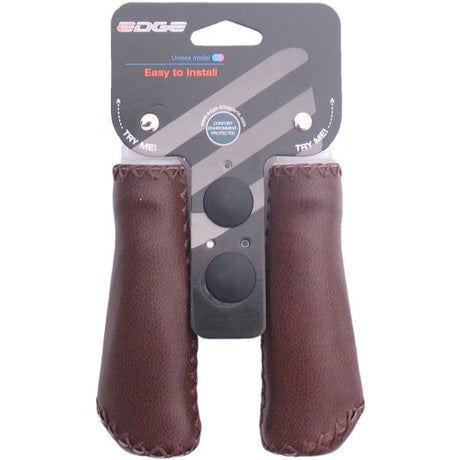 De Edge Leather Grip - Ergonomisch Lederen Handvatset - 135mm - Donkerbruin