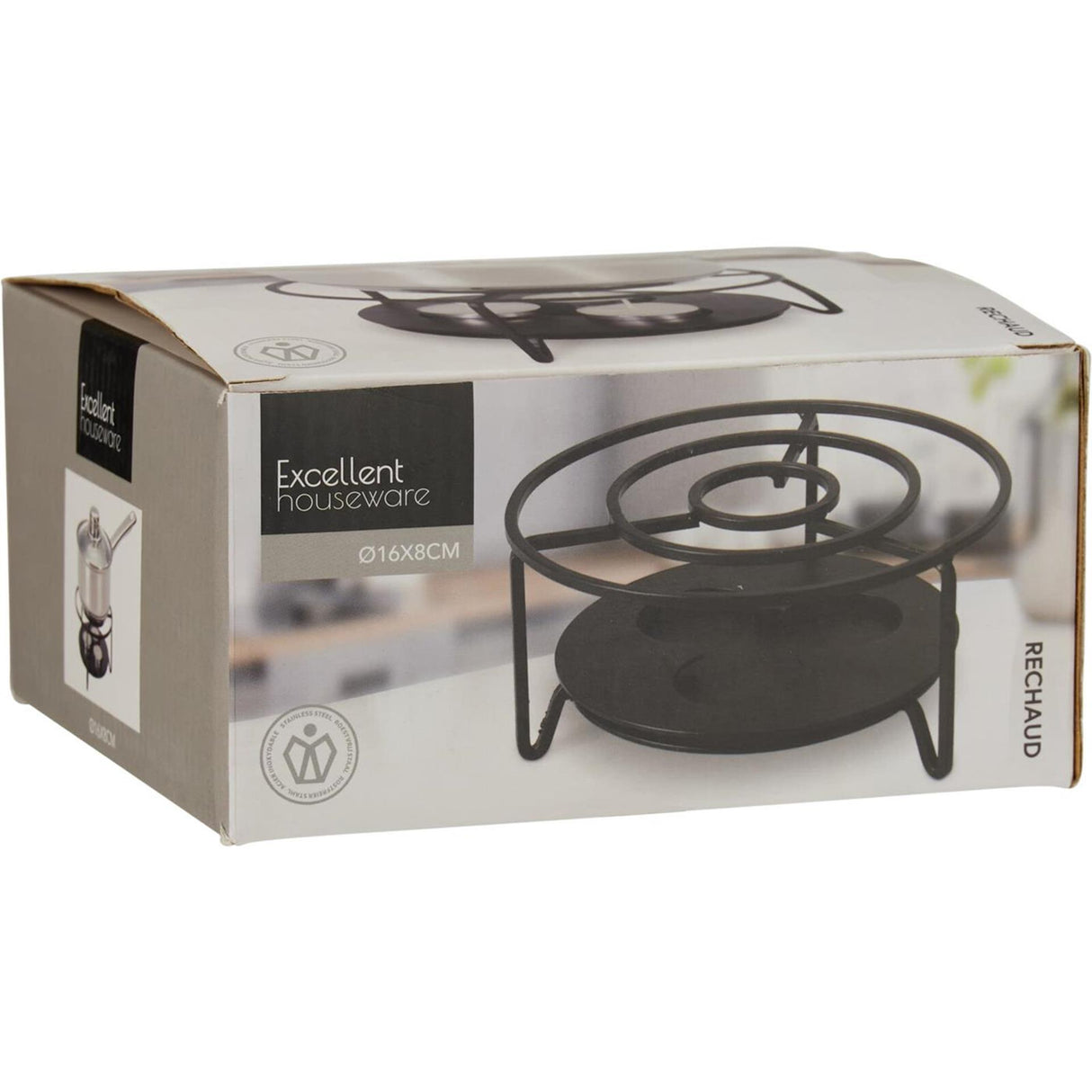 Excellent houseware rechaud ã˜16xh8cm zwart rechaud rvs ã˜16xh8cm zwart