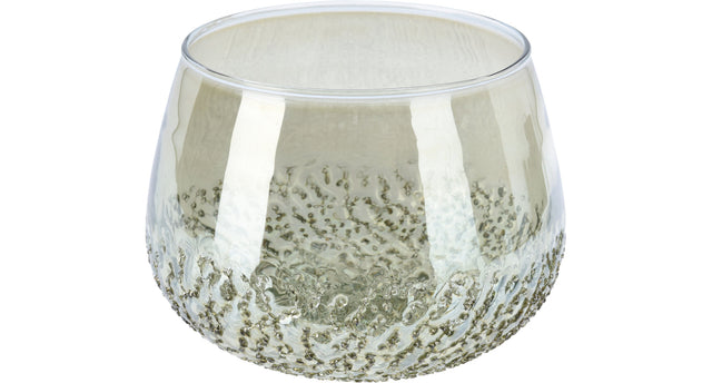 Theelichthouder steenslag sagegroen d16 h12cm
