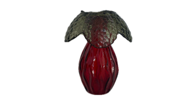 Mushroom glass bottle d9.1x12h olive dark brown