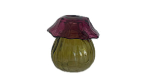 Mushroom glass bottle d8.8x8.7h terra gray olive
