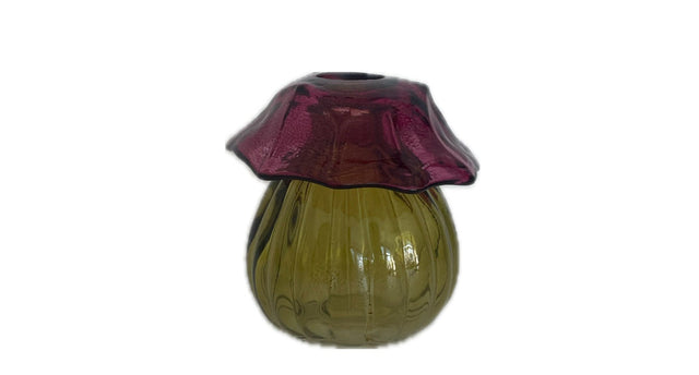 Mushroom glass bottle d8.8x8.7h terra gray olive