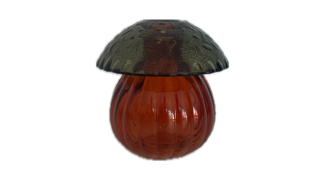 Mushroom glass bottle d8.8x8.7h olive terra