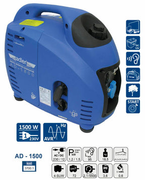 Adler stroomgenerator 1,5kw ad-1500 uitvinder