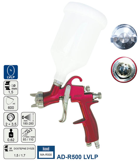 Adler verfpistool lvlp 1.5mm ad-r500