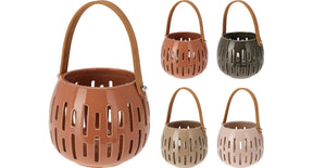 Lantaarn keramiek met handvat d14,5 h12cm 4 assortie kleur ''aarde''