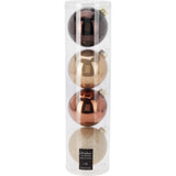 Kerstballen in koker amber mix set a 4 stuks ø10cm